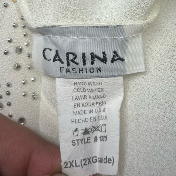 Carina Fashion vintage women’s size 2XL white kimono buttonless open blouse - Picture 2 of 6